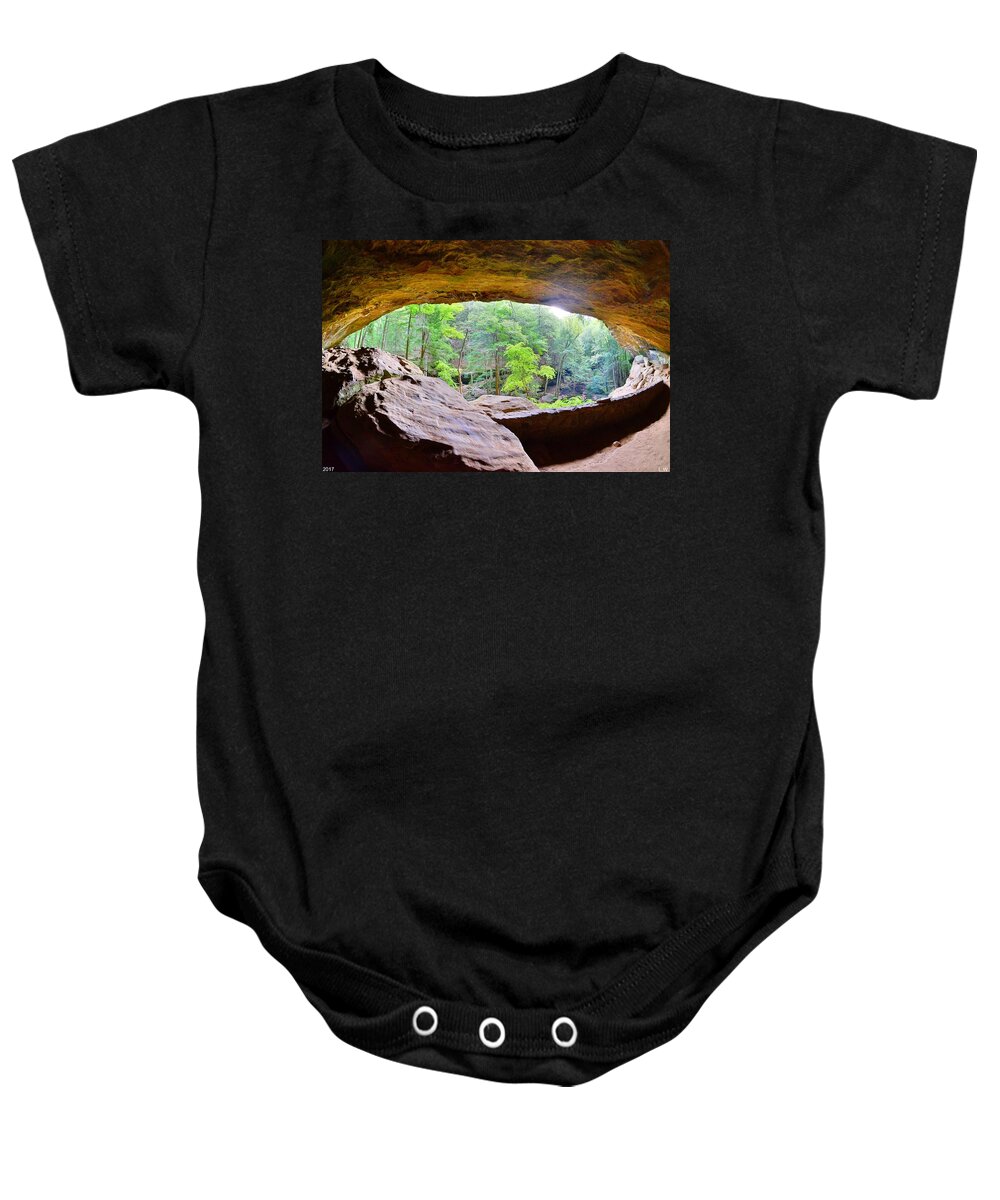 Looking Out Of Old Man's Cave Baby Onesie featuring the photograph Looking Out Of Old Man's Cave by Lisa Wooten