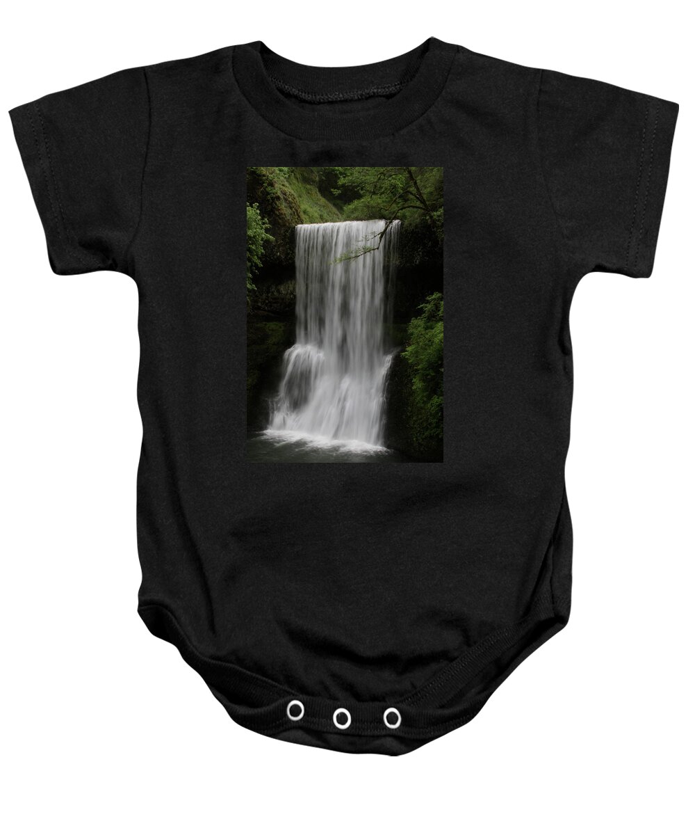 This Is Lower South Falls Located At Silver Falls State Park. The Park Is Located East Of Salem Baby Onesie featuring the photograph Lower South Falls by Laddie Halupa