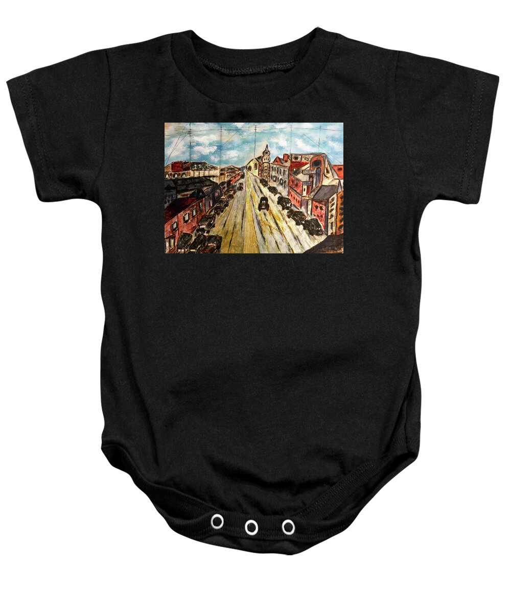 Contemporary Impression Baby Onesie featuring the drawing Majestic by Dennis Ellman