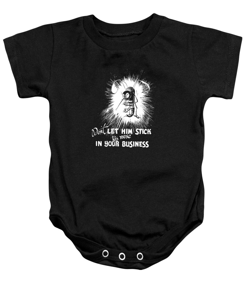 Wwii Baby Onesie featuring the mixed media Malaria Mosquito - WW2 by War Is Hell Store