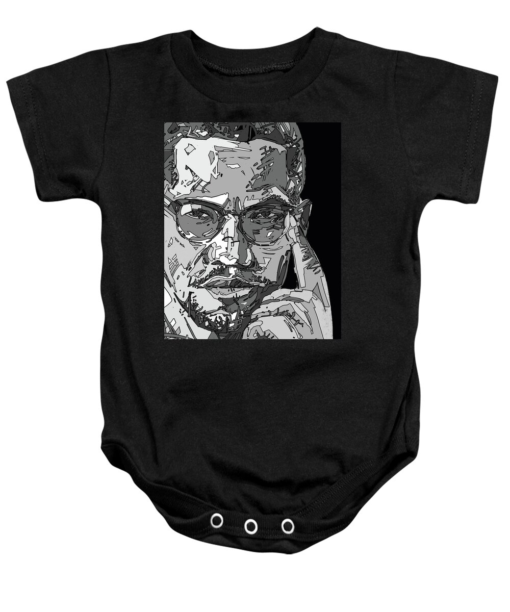 Malcolm Baby Onesie featuring the digital art Malcolm X by Bekim M