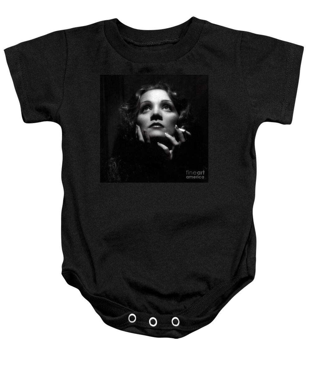 Marlene Dietrich Baby Onesie featuring the photograph Marlene Dietrich Art by Doc Braham