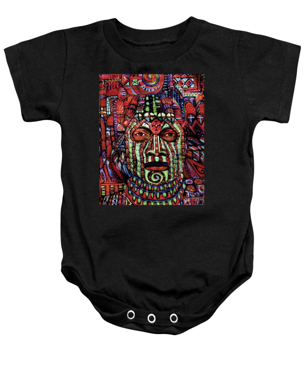 Masks Baby Onesie featuring the painting Masque Number 3 by Cora Marshall