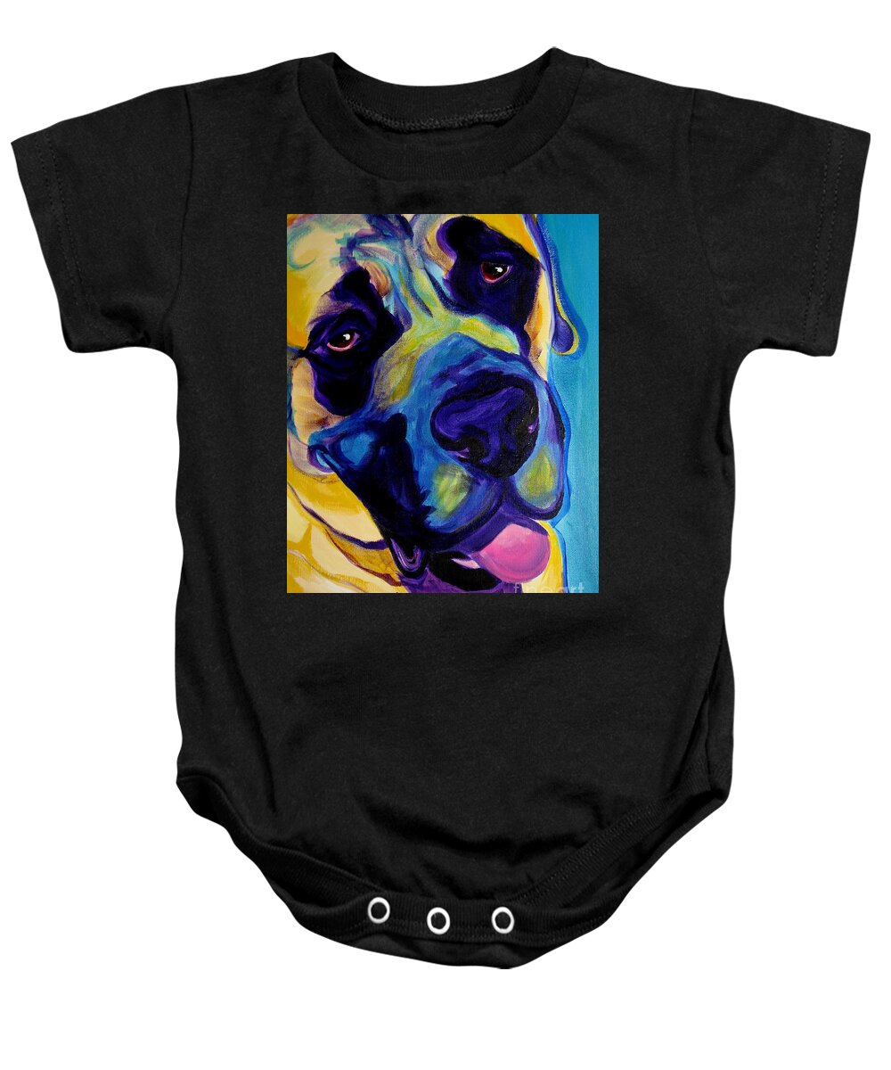 Dog Baby Onesie featuring the painting Mastiff - Lazy Sunday by Dawg Painter