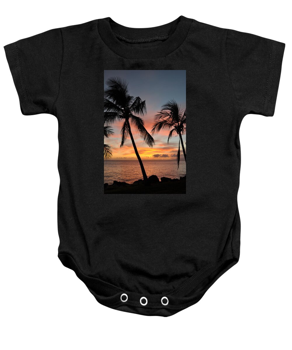 Maui Sunset Palms Baby Onesie featuring the photograph Maui Sunset Palms by Kelly Wade