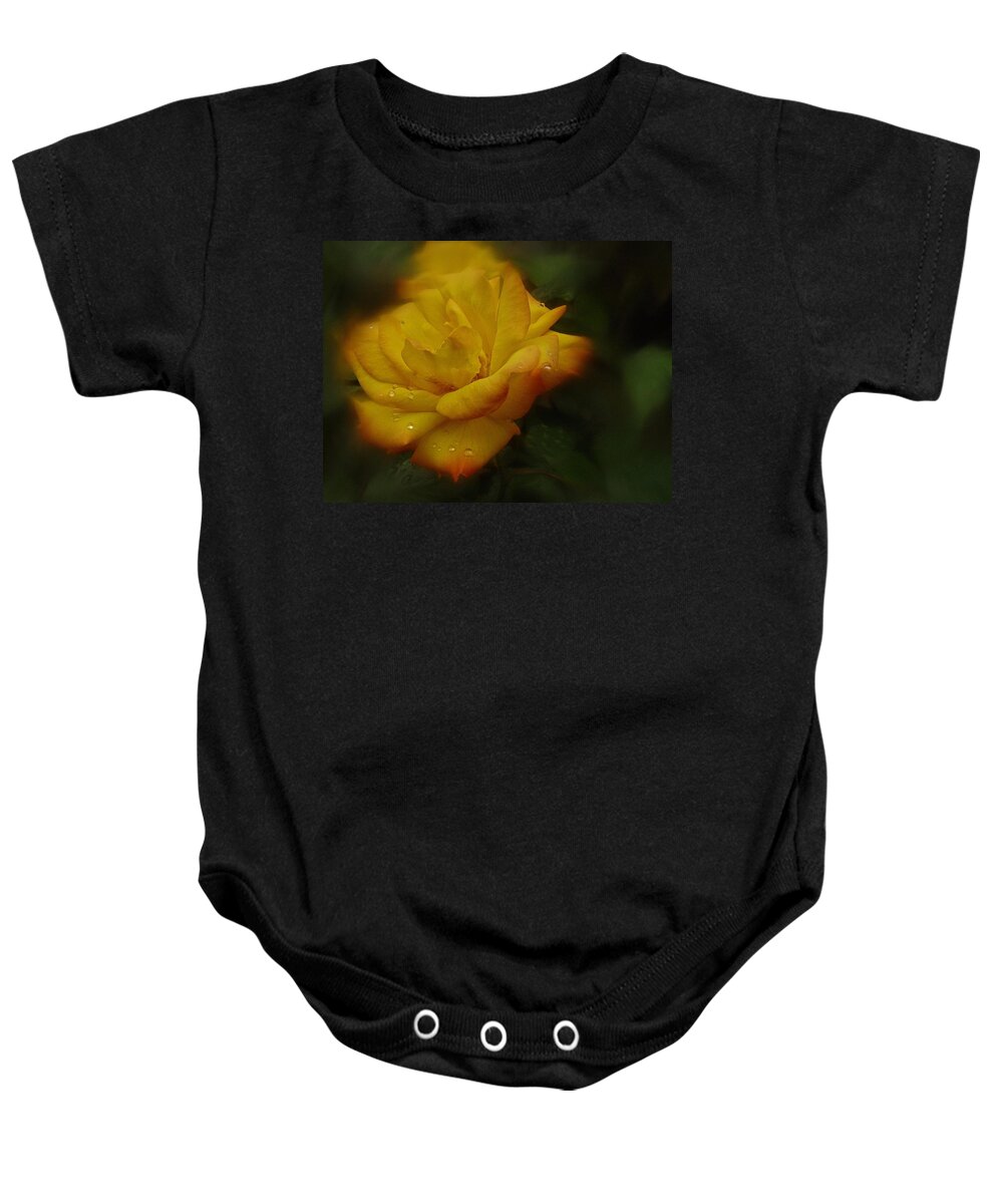 Rose Baby Onesie featuring the photograph May Rose in the Rain by Richard Cummings