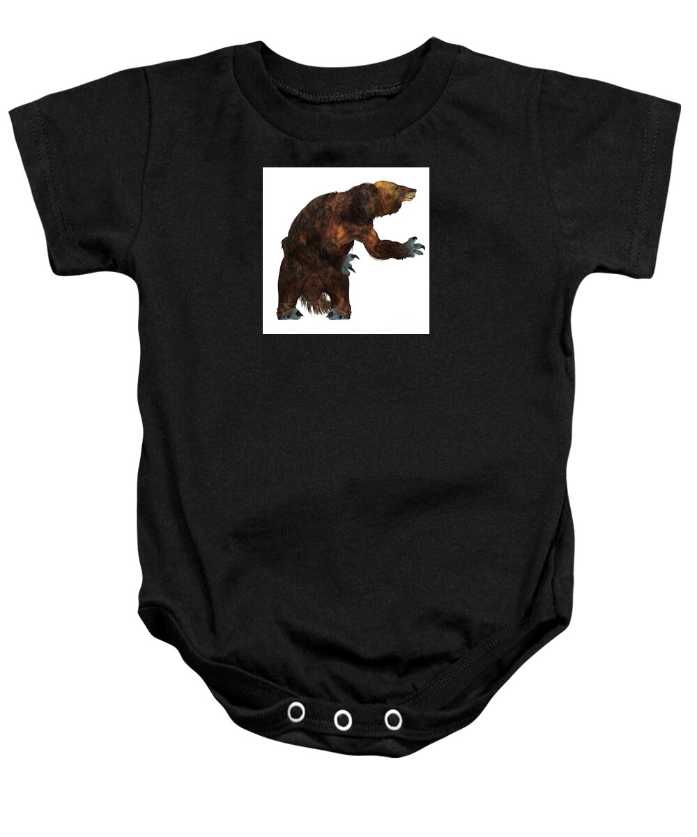Megatherium Baby Onesie featuring the painting Megatherium Sloth on White by Corey Ford