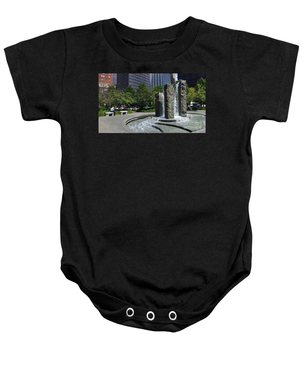 Mellon Green Park And Fountain Baby Onesie featuring the photograph Mellon Green Fountain Pittsburgh Pennsylvania by Amy Cicconi