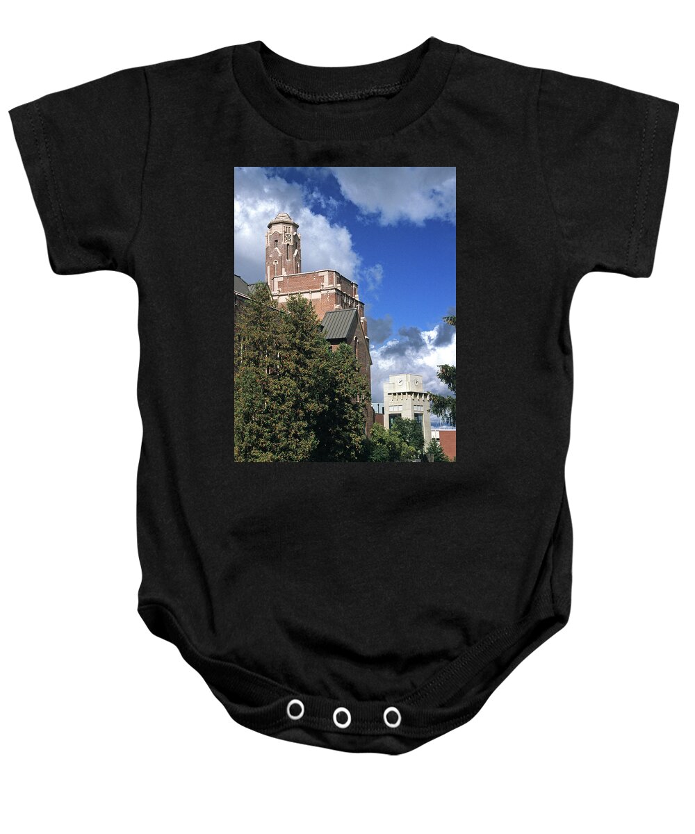 Outdoors Baby Onesie featuring the photograph Memorial Gym and Library by Doug Davidson