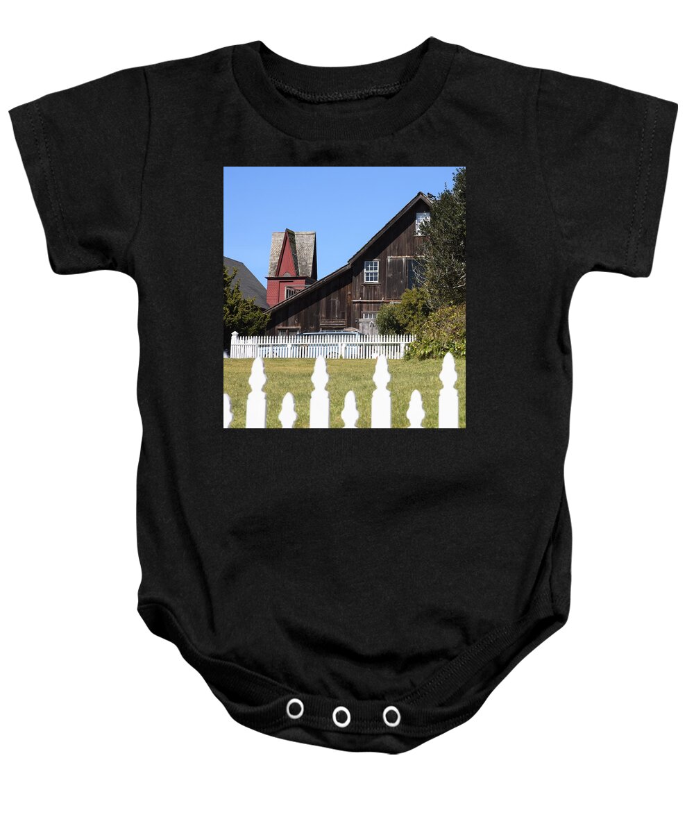 Barn Baby Onesie featuring the photograph Mendocino Barn by Lisa Dunn
