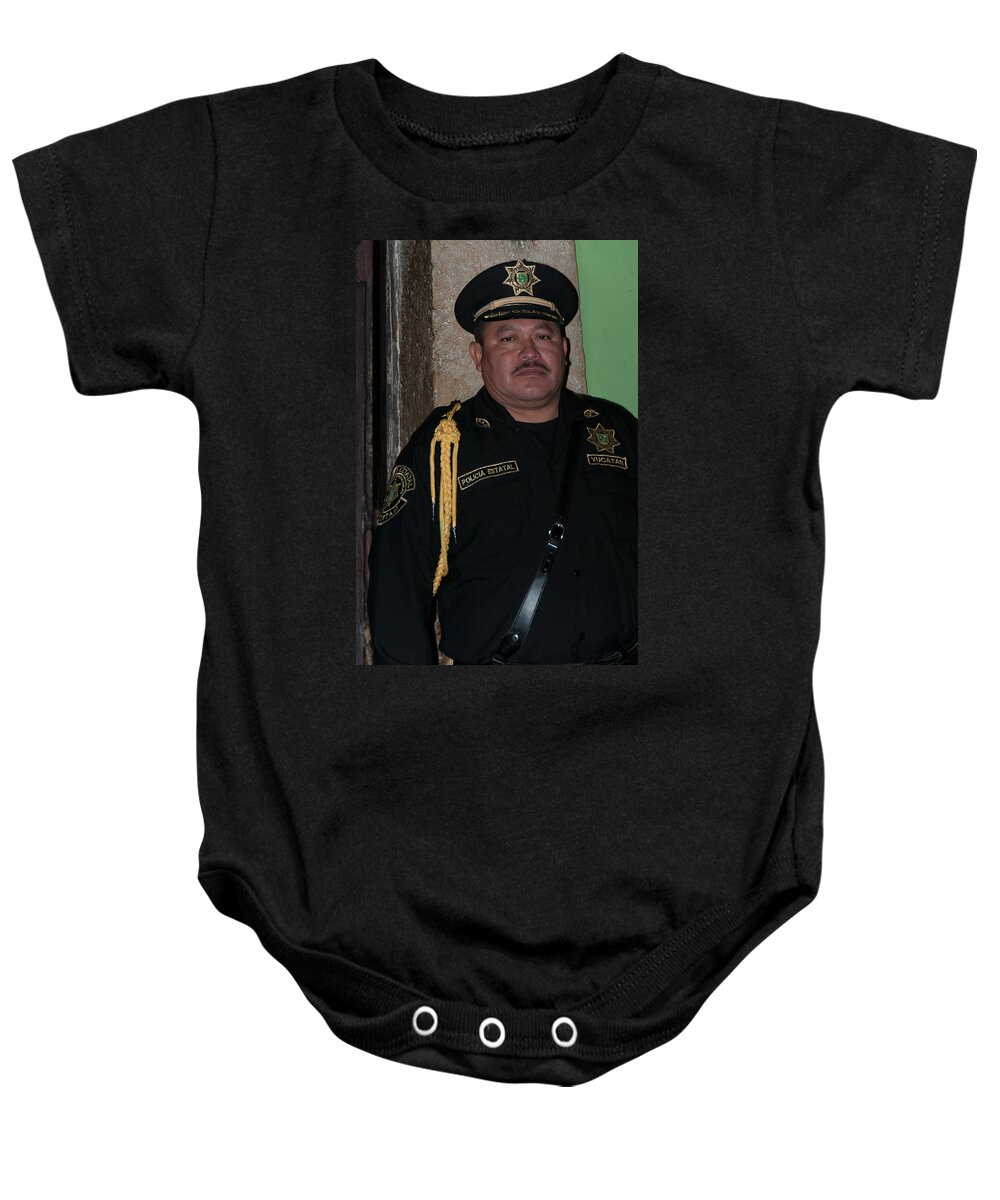 Merida Police Officer Baby Onesie featuring the digital art Merida Police Officer by Carol Ailles