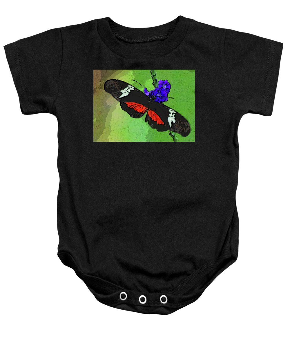 Butterfly Baby Onesie featuring the photograph Mexican Longwing Butterfly by Winnie Chrzanowski