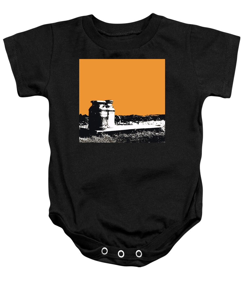 Amish Baby Onesie featuring the photograph Milk Cans by James Rentz