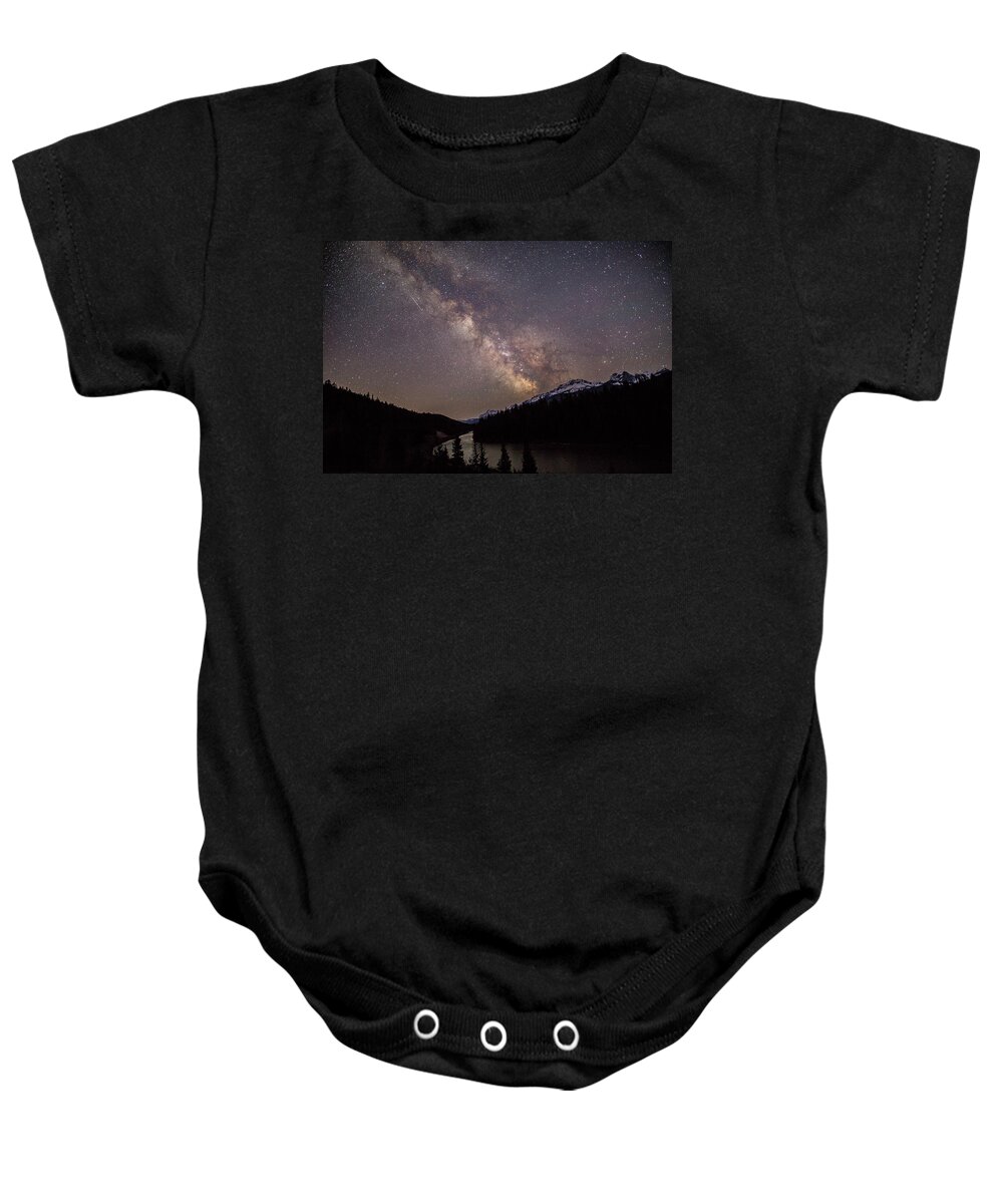Photosbymch Baby Onesie featuring the photograph Milky way from Morant's Curve by M C Hood