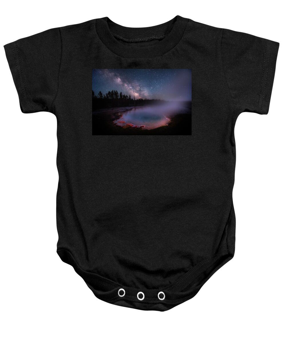 Milkyway Baby Onesie featuring the photograph Milky Way in Yellowstone by Michael Ash