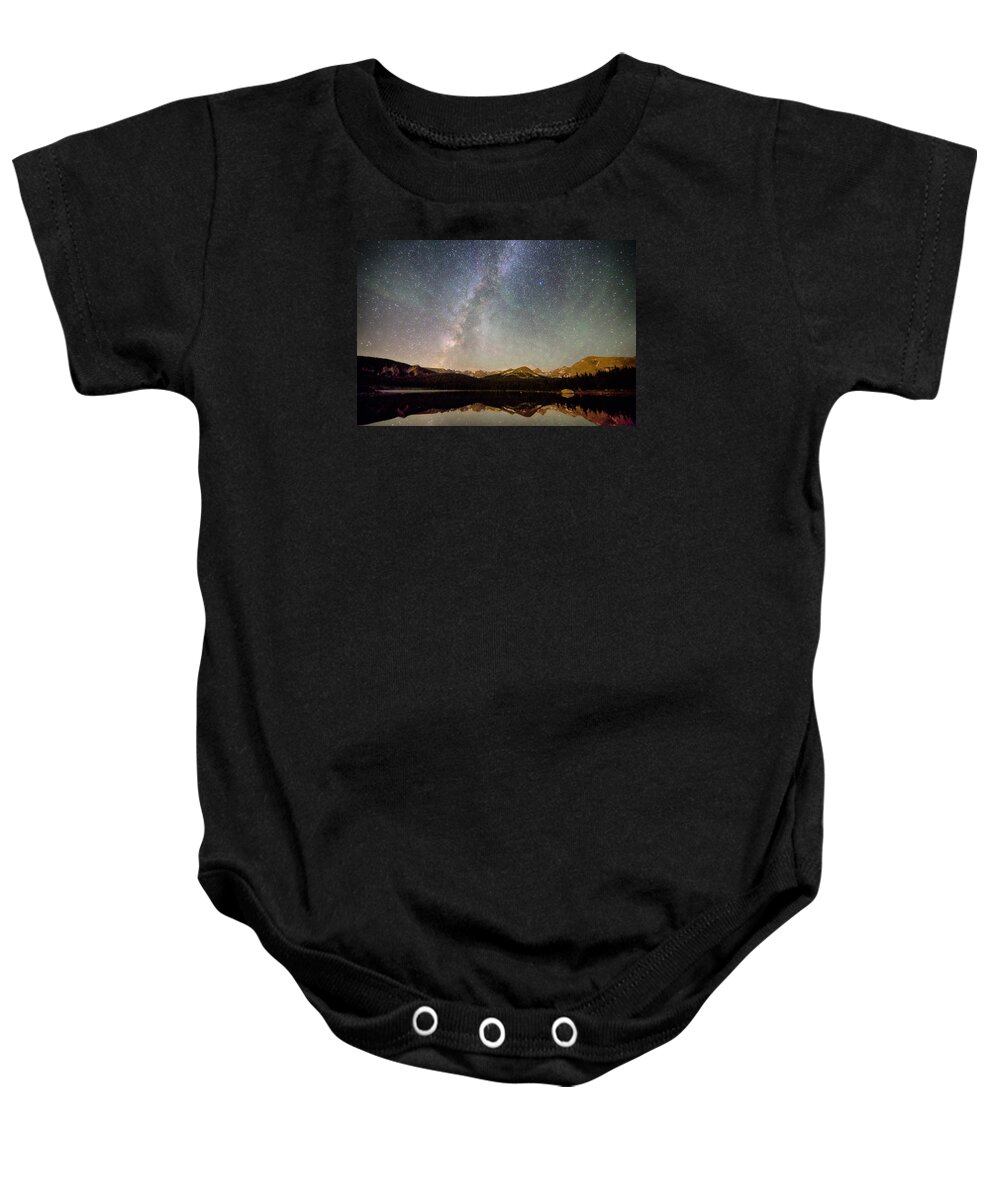 Milky Way Baby Onesie featuring the photograph Milky Way Over The Colorado Indian Peaks by James BO Insogna