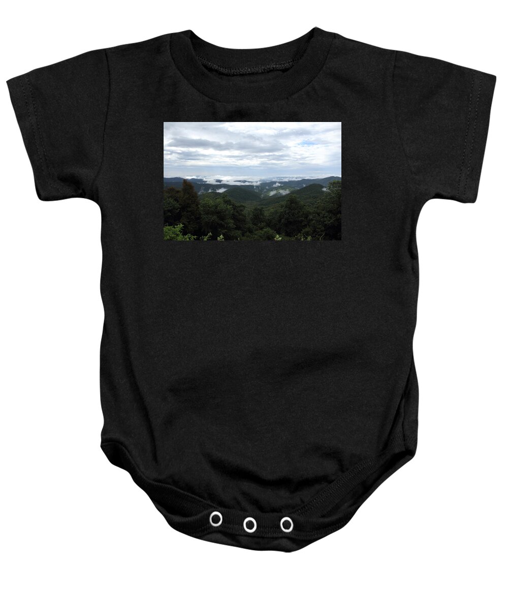 Mountain View Baby Onesie featuring the photograph Mills River Valley View by Allen Nice-Webb