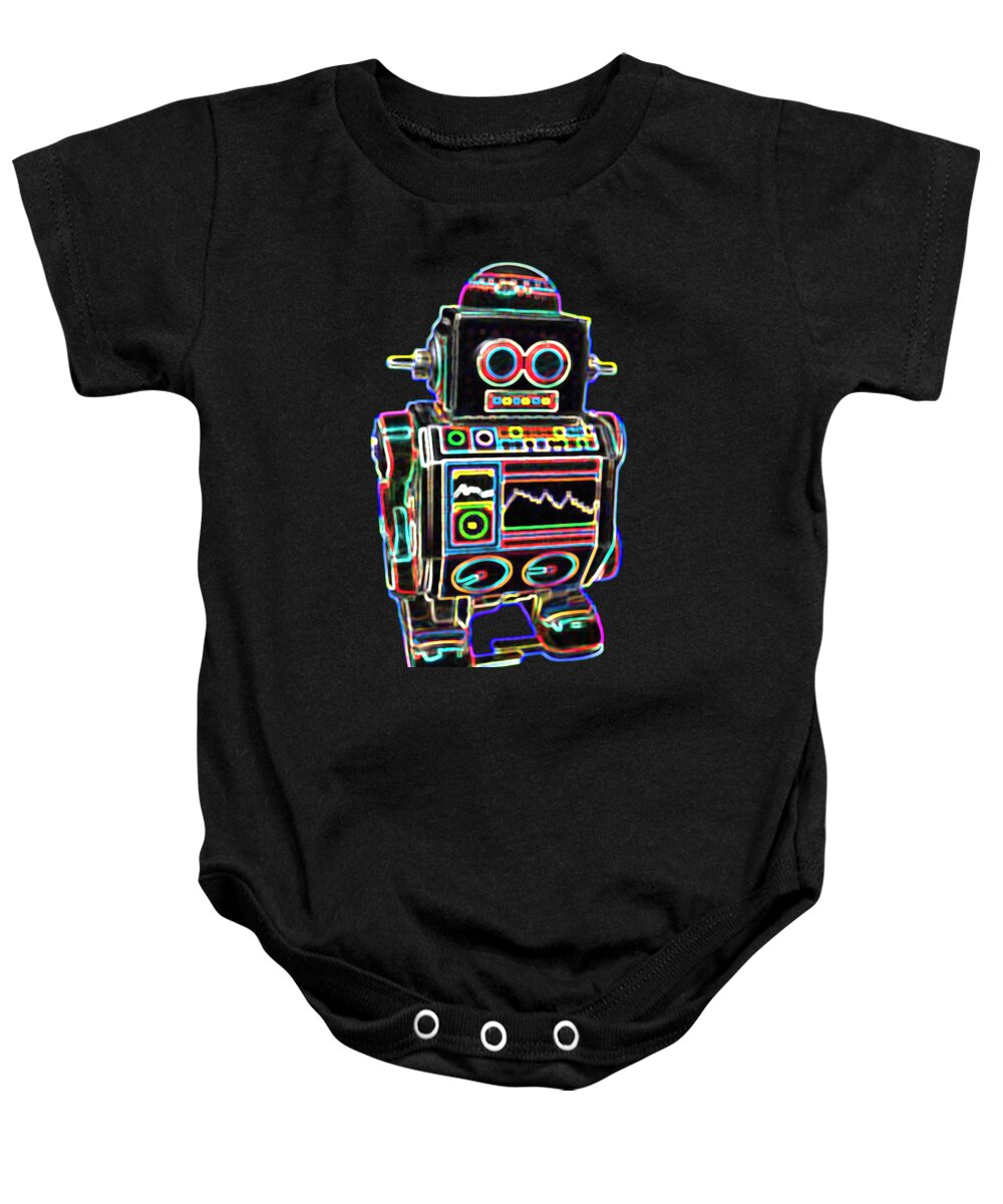 Robot Baby Onesie featuring the digital art Mini D Robot by DB Artist