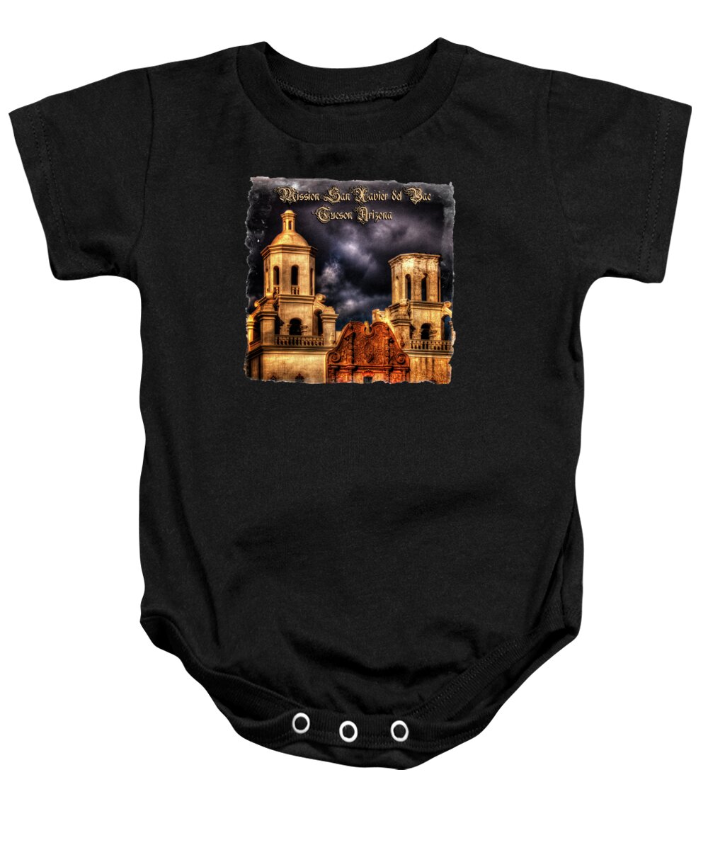 Arizona Baby Onesie featuring the photograph Mission San Xavier del Bac by Roger Passman