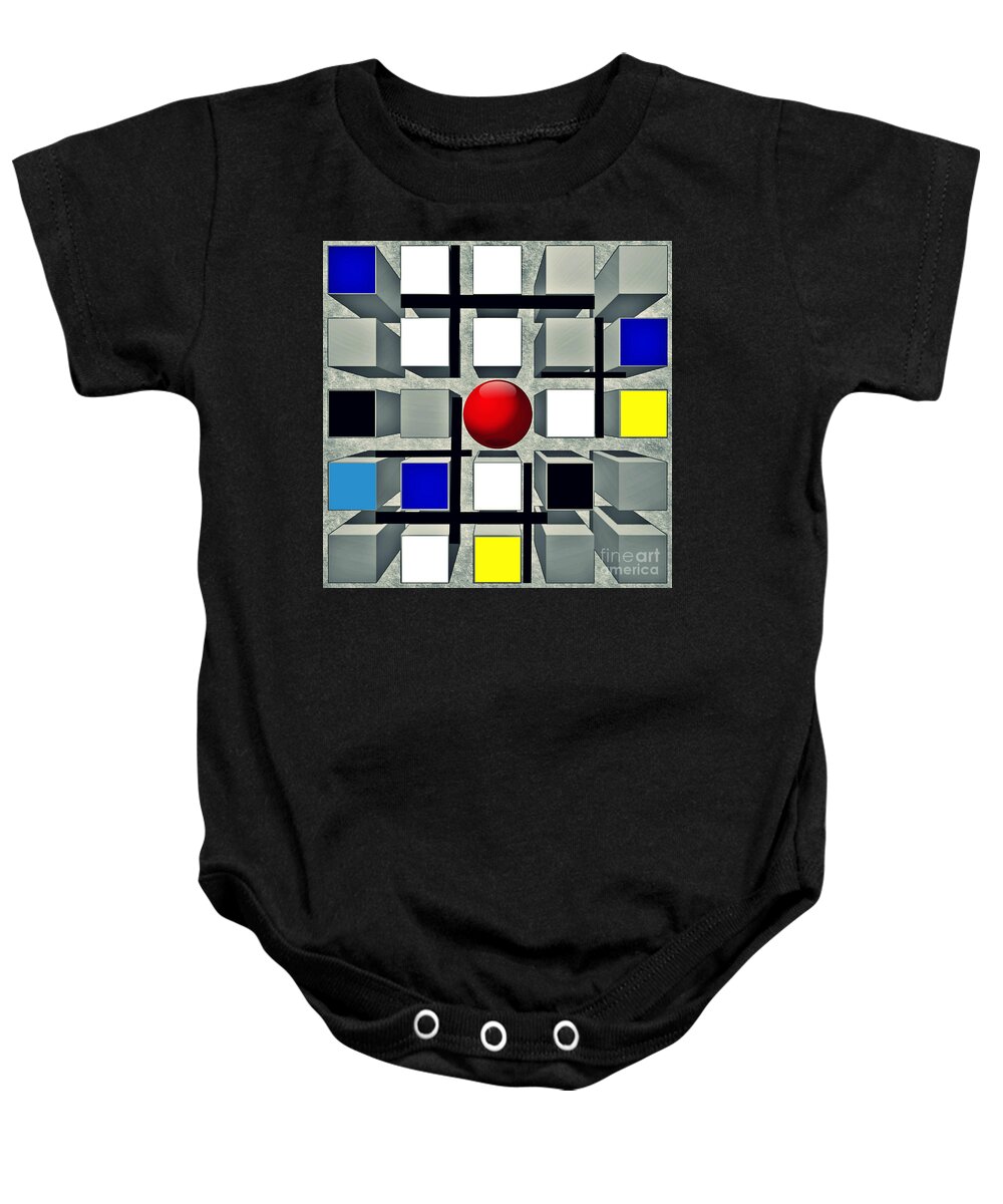 Cube Baby Onesie featuring the digital art Mondrian inspired by Binka Kirova