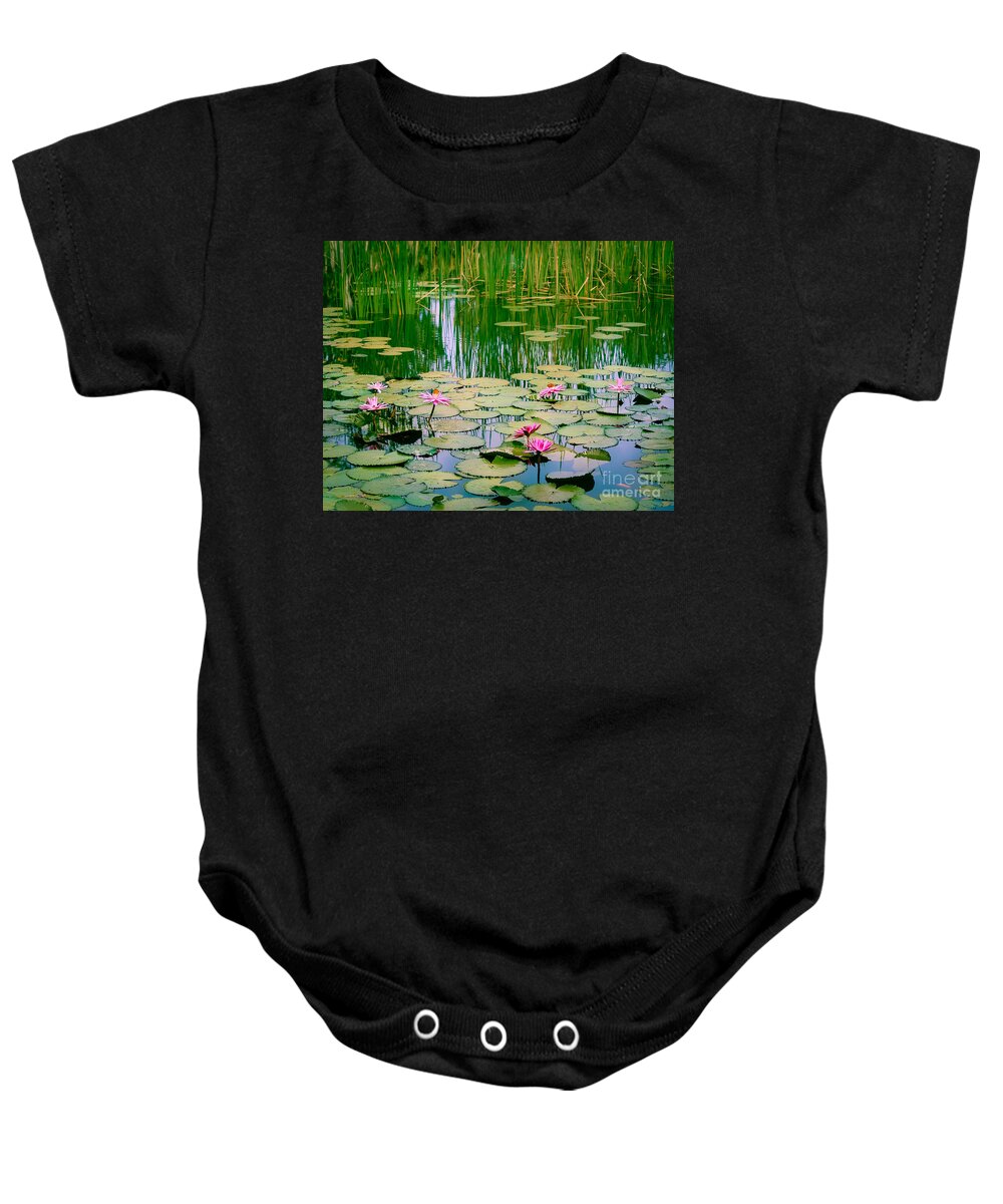 East Coast Baby Onesie featuring the photograph Monet's Waterlilies by Liesl Walsh