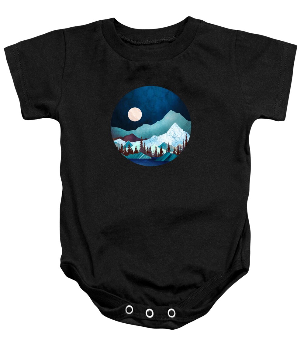 Digital Baby Onesie featuring the digital art Moon Bay by Spacefrog Designs