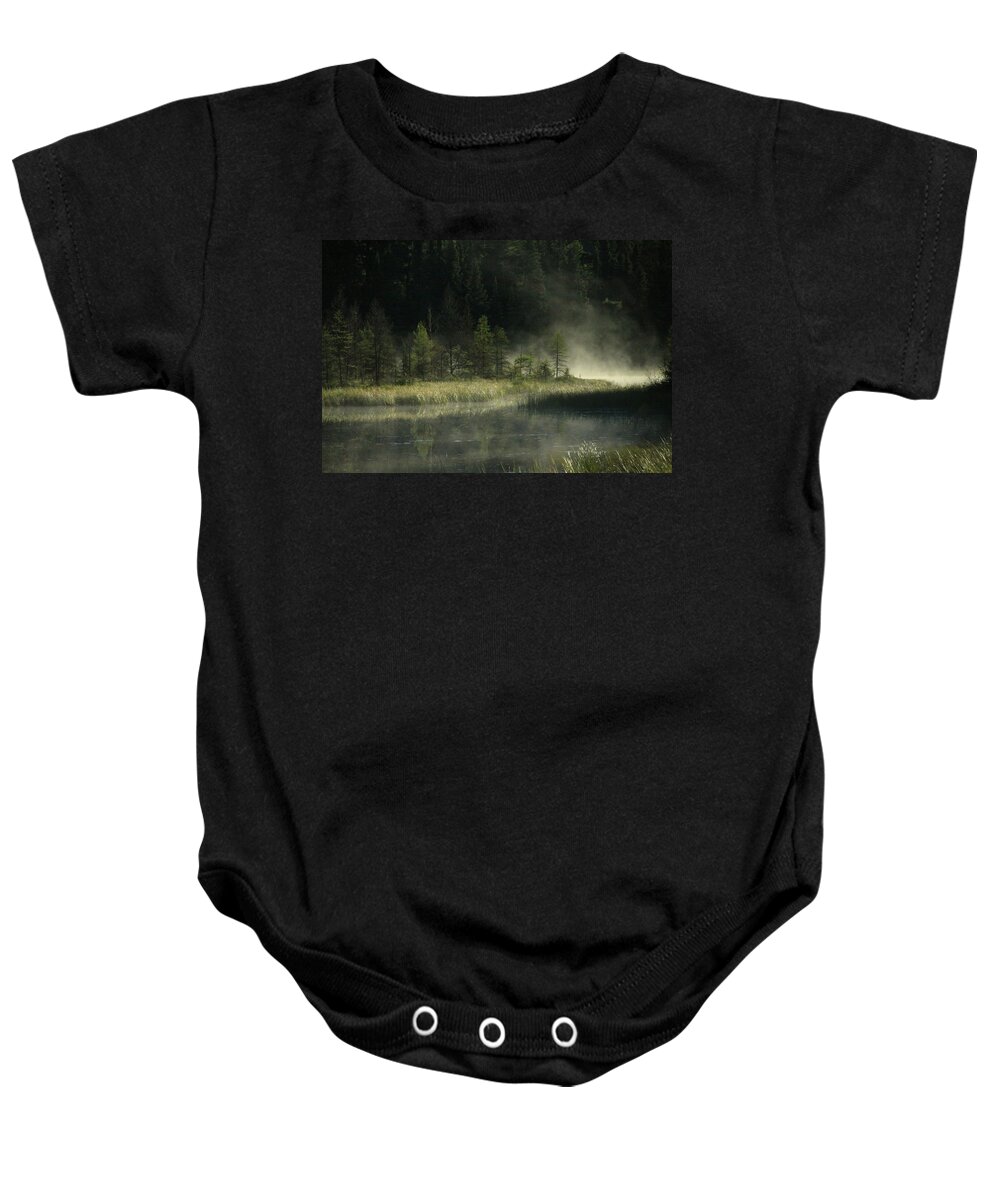 Landscape Baby Onesie featuring the photograph Morning mist on the Gunflint Trail by Joi Electa