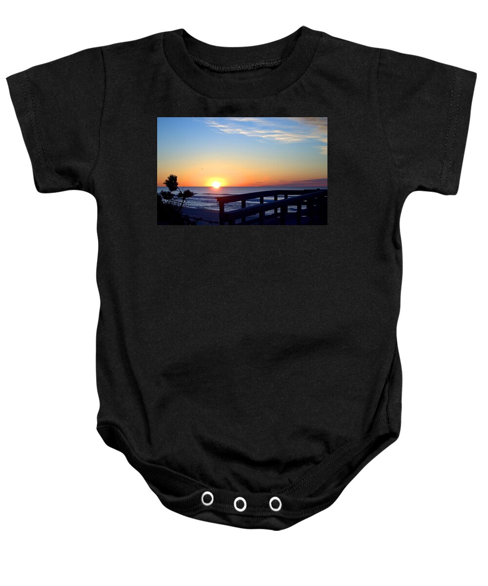 Beach Walk Baby Onesie featuring the photograph Morning by Newwwman