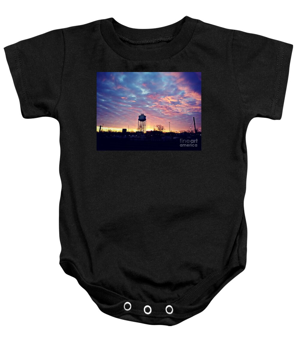 United States Baby Onesie featuring the photograph Morning Sky Home Sweet Homewood by Frank J Casella