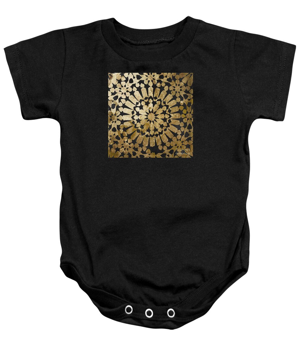 Gold Baby Onesie featuring the painting Moroccan Gold IV by Mindy Sommers