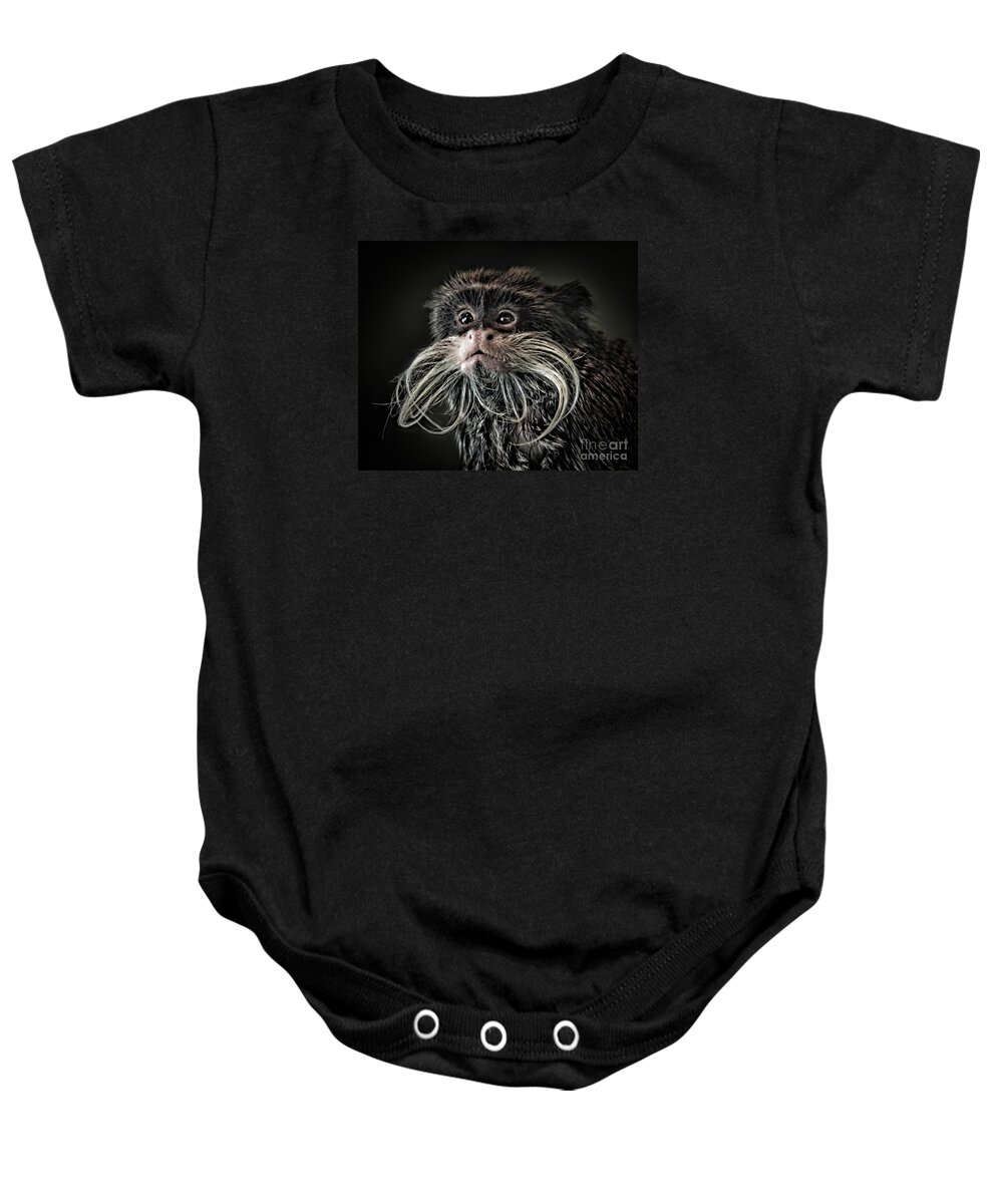 Mustached Monkey Baby Onesie featuring the photograph Mustache Monkey III Altered by Jim Fitzpatrick