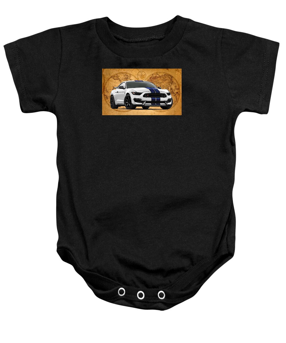Mustang Baby Onesie featuring the painting Mustang Shelby GT350 R by William Mace