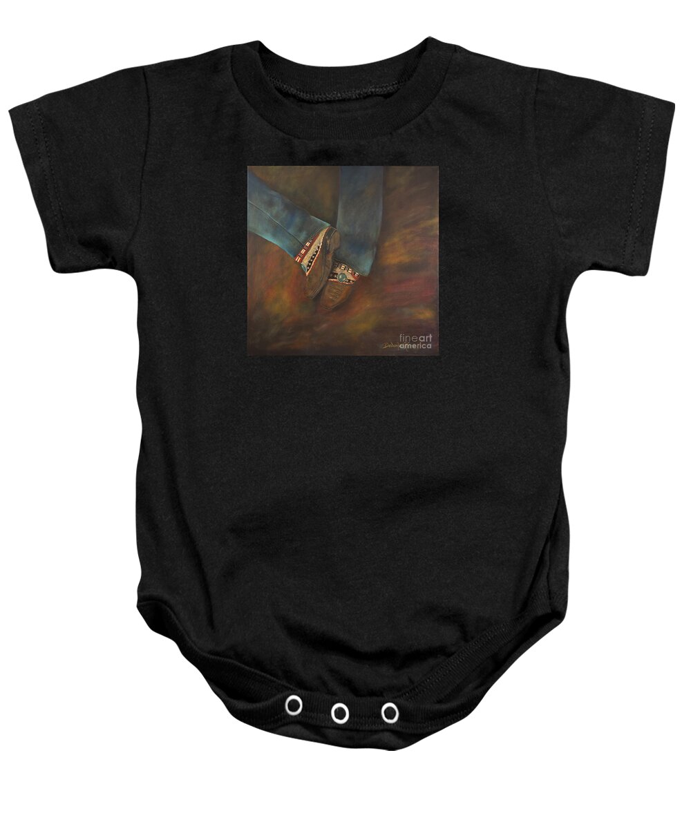 Boho Baby Onesie featuring the painting My Boho Boots by Deborha Kerr