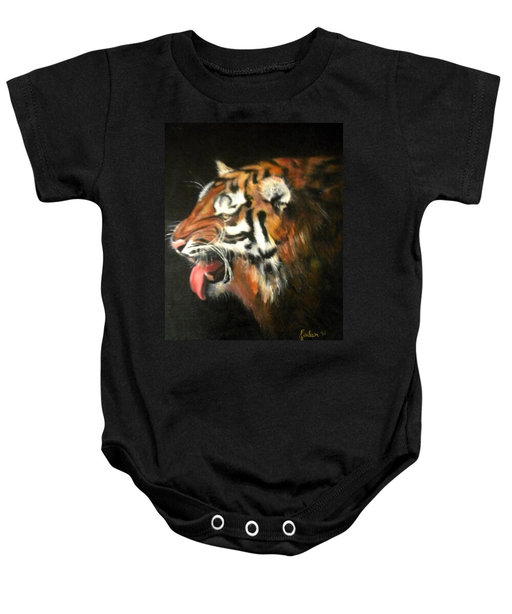 Tiger Baby Onesie featuring the painting My Tiger - The Year of The Tiger by Jordana Sands