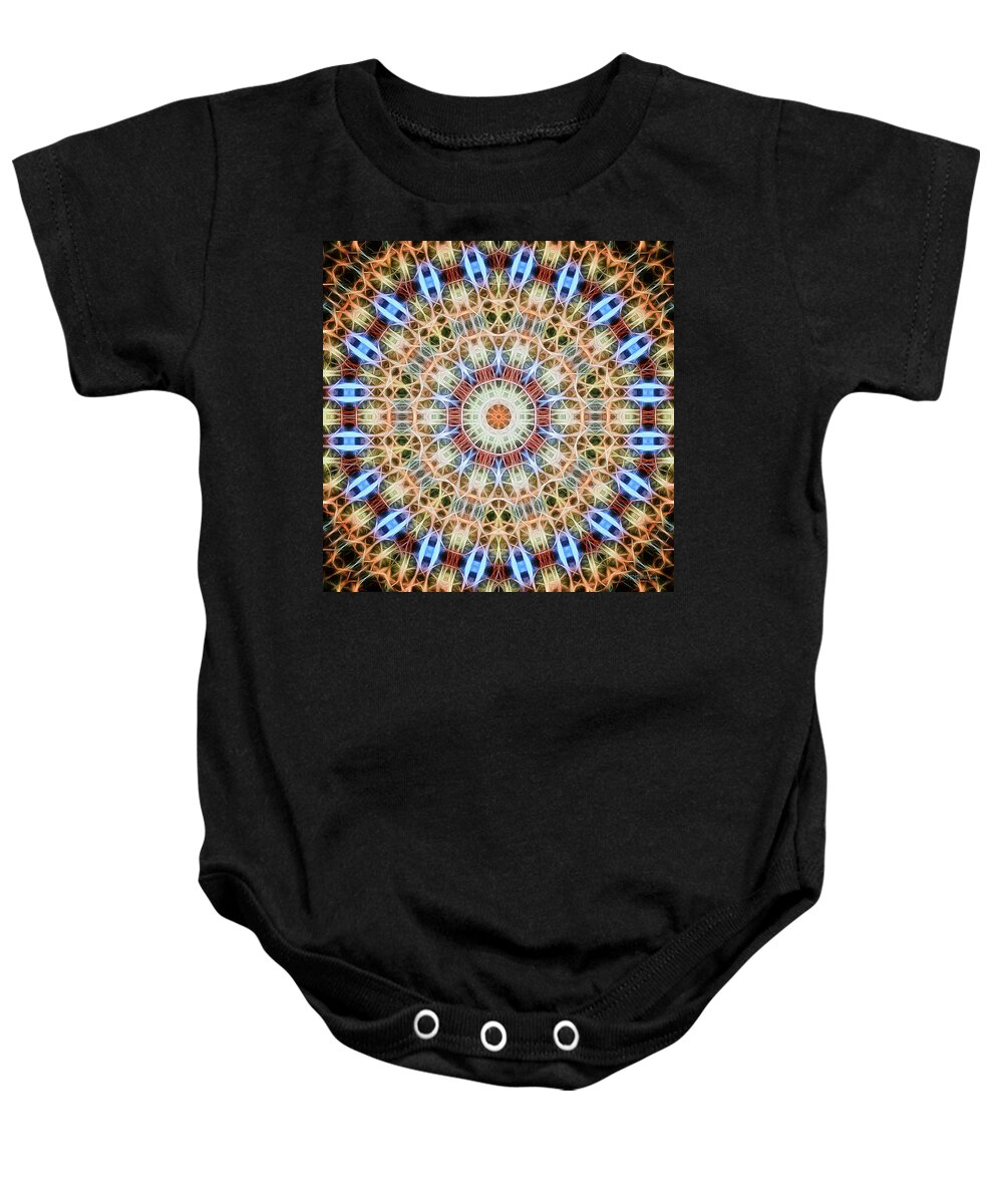 Tao Baby Onesie featuring the digital art Neon Mandala, Nbr 20A by Will Barger