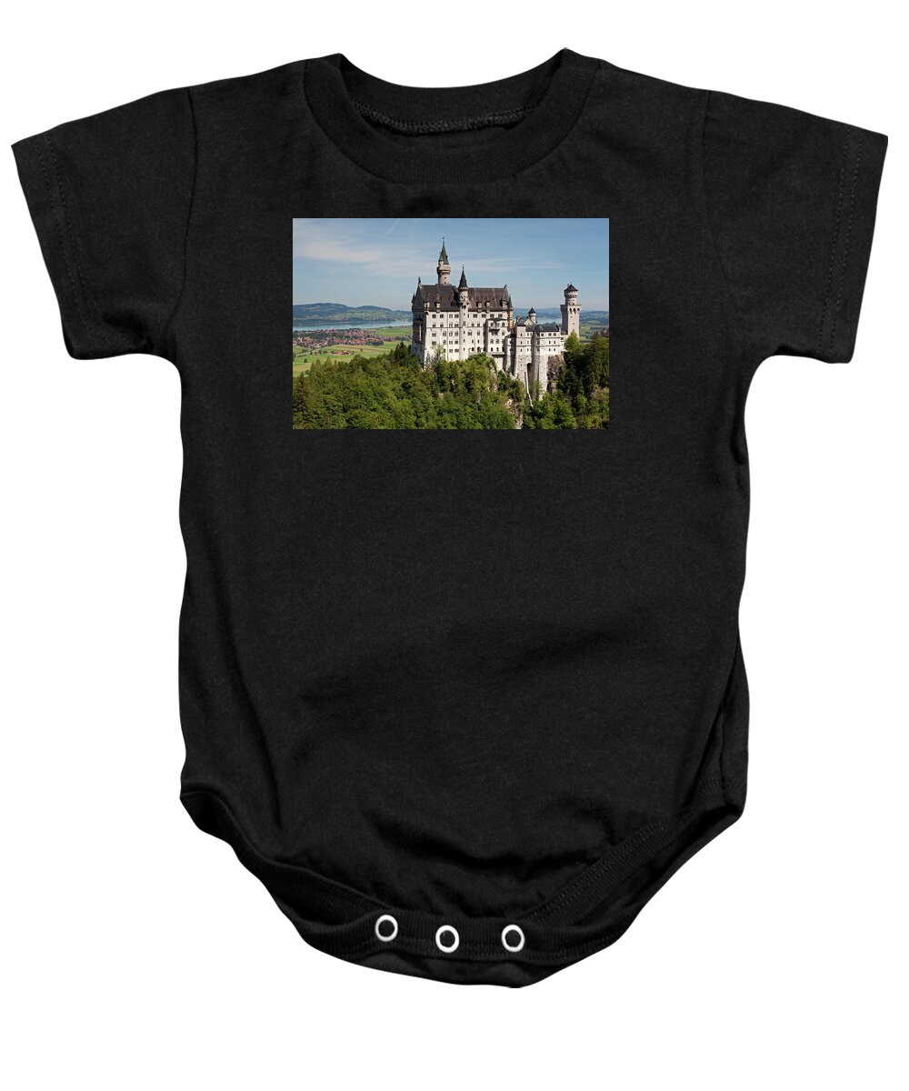 Neuschwanstein Castle Baby Onesie featuring the photograph Neuschwanstein Castle with Village by Aivar Mikko