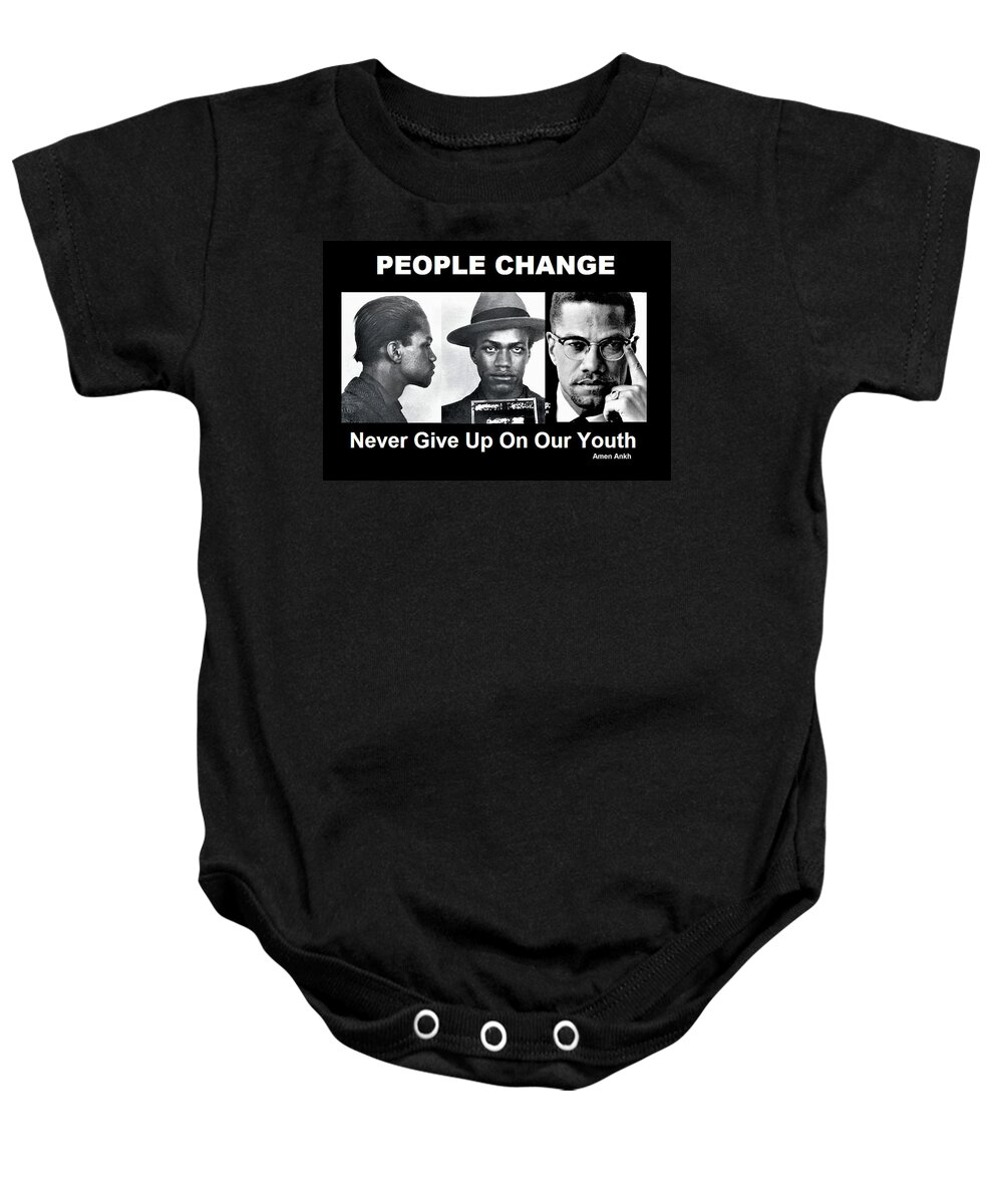 Malcolm X Baby Onesie featuring the digital art Never Give Up On Our Youth by Adenike AmenRa