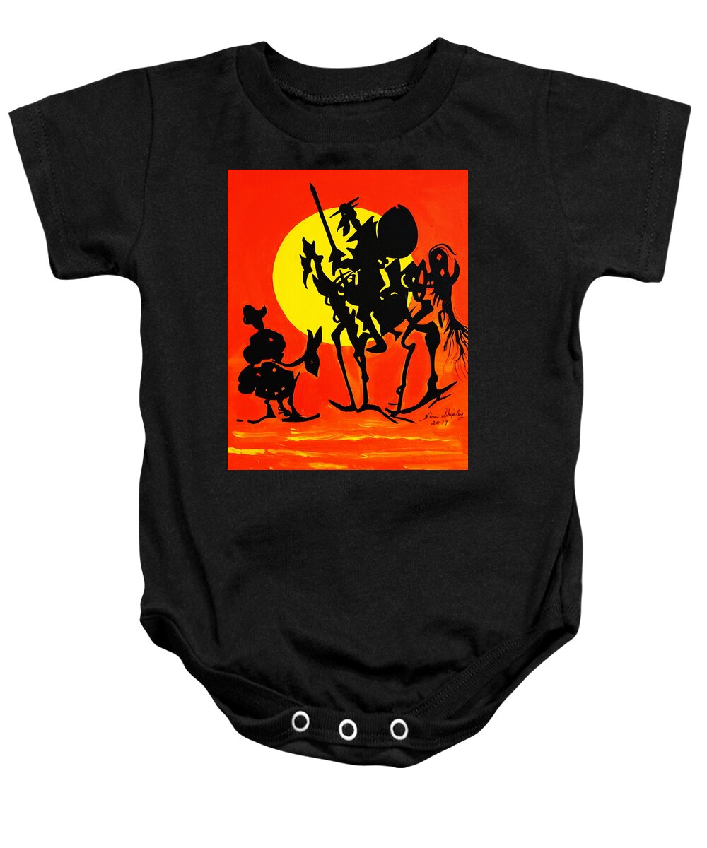New Don Quixote Baby Onesie featuring the painting New Don Quixote by Nora Shepley