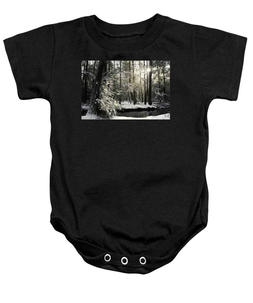 Snow Baby Onesie featuring the photograph New Years Snowfall by Lori Deiter