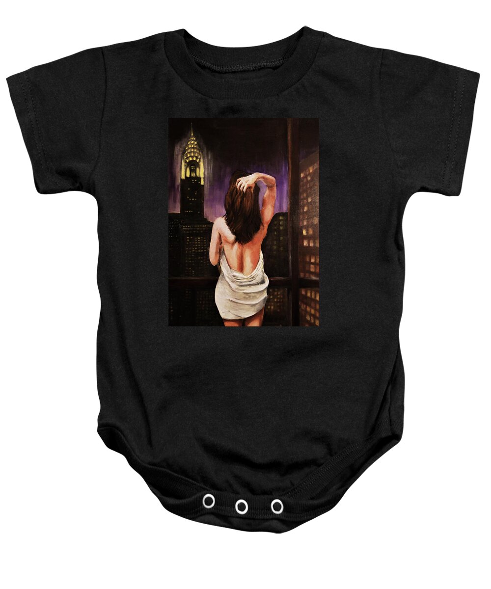 New York Baby Onesie featuring the painting New York Dream by Dave Griffiths