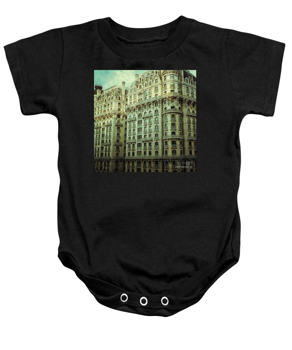 New York Baby Onesie featuring the digital art New York Upper West Side Apartment Building by Amy Cicconi