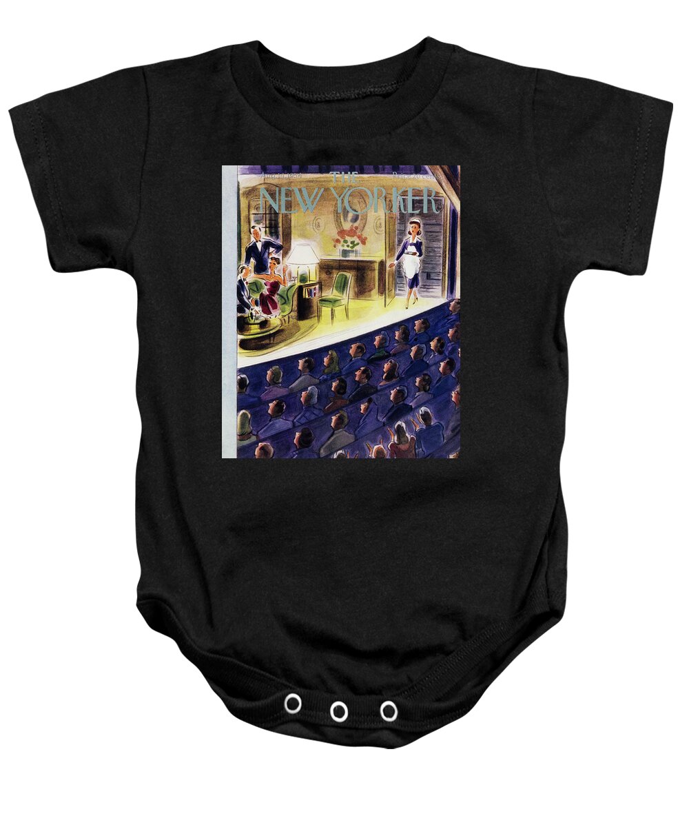Theater Baby Onesie featuring the painting New Yorker August 14 1954 by Leonard Dove