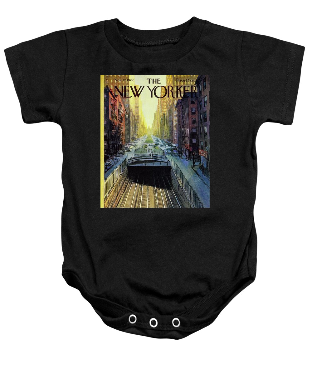 Illustration Baby Onesie featuring the painting New Yorker November 12 1960 by Arthur Getz