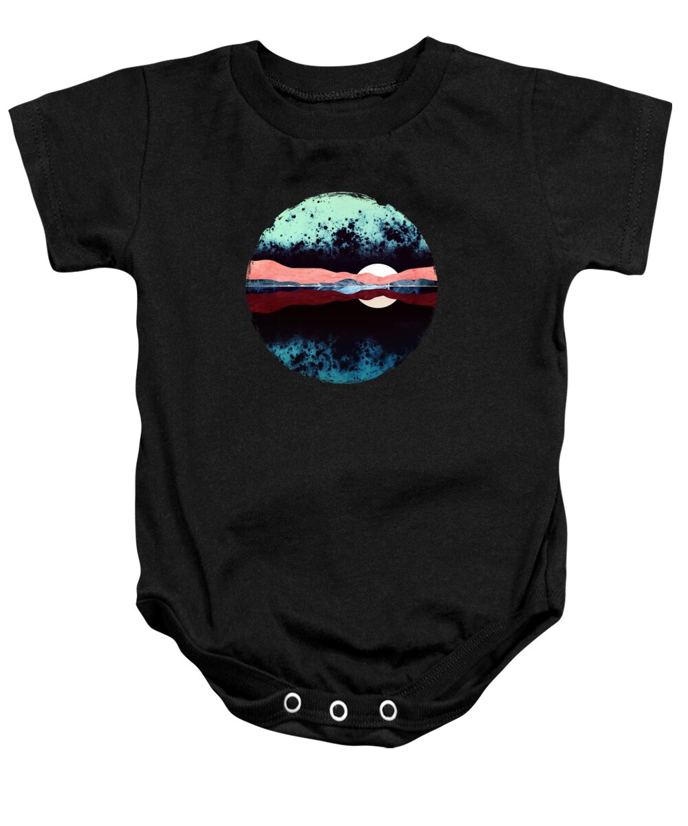 Night Baby Onesie featuring the digital art Night Sky Reflection by Spacefrog Designs