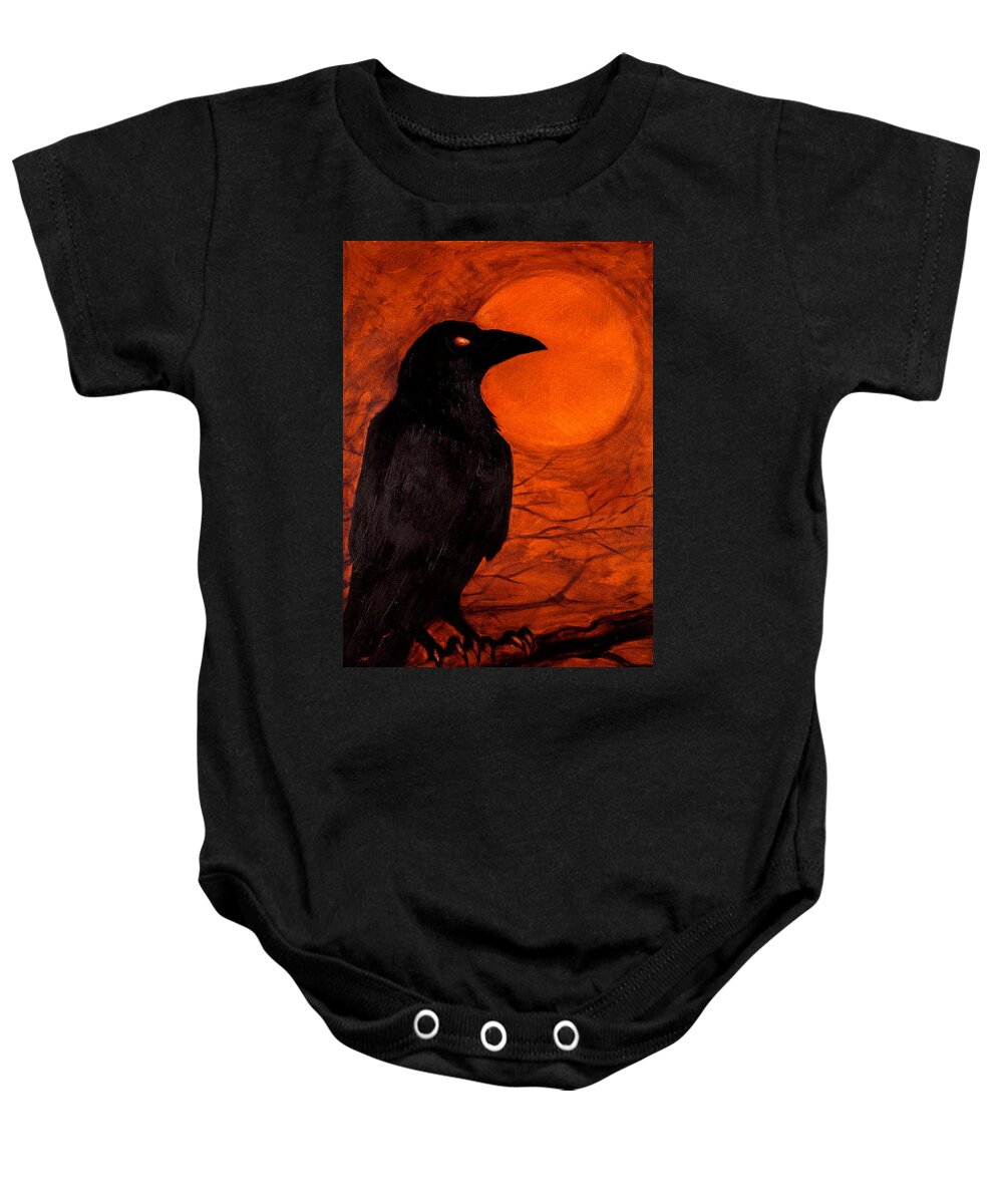 Crow Baby Onesie featuring the painting Night Watch by Jason Reinhardt