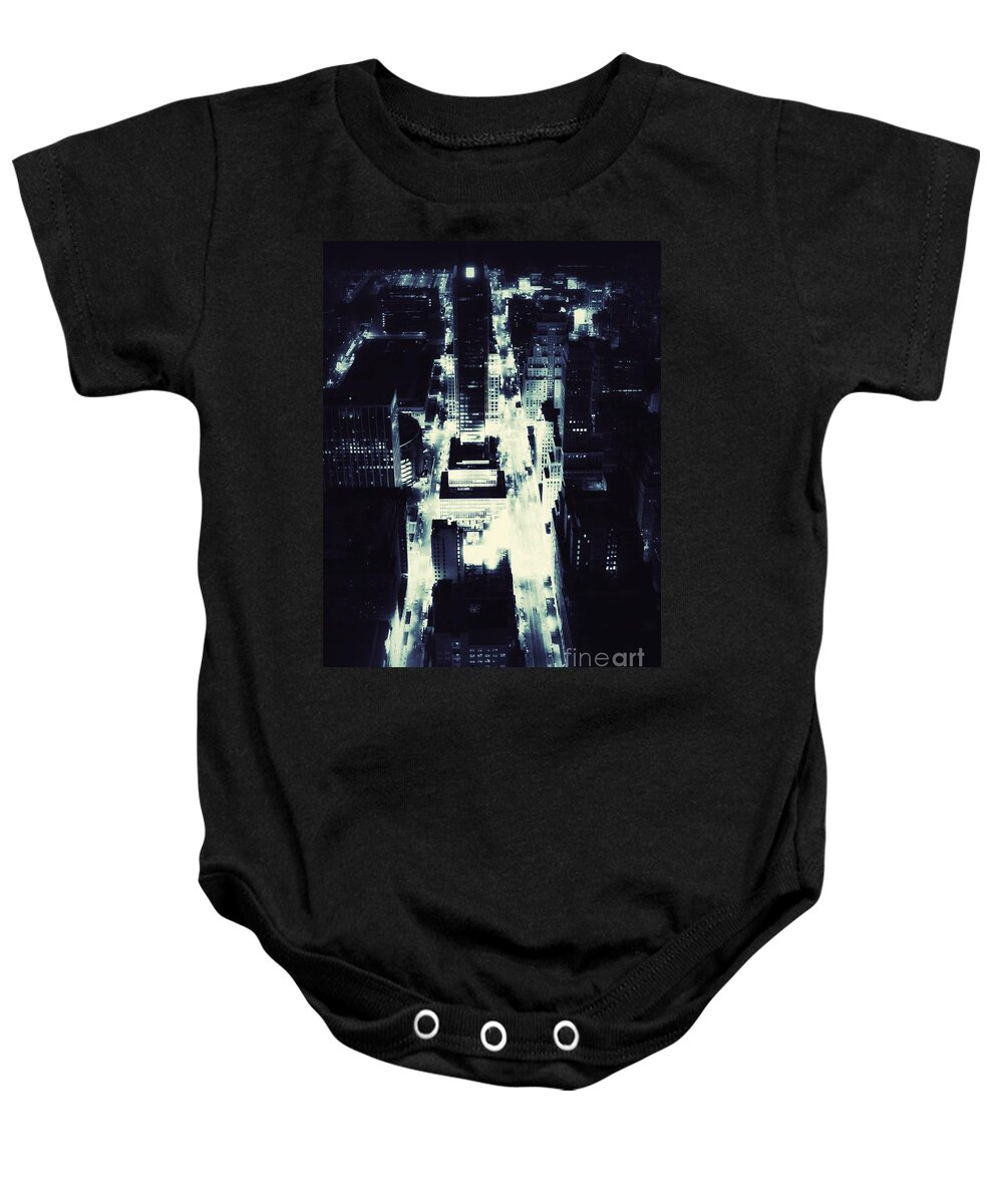 New York City Skyline Baby Onesie featuring the photograph Blue Pill by HELGE Art Gallery