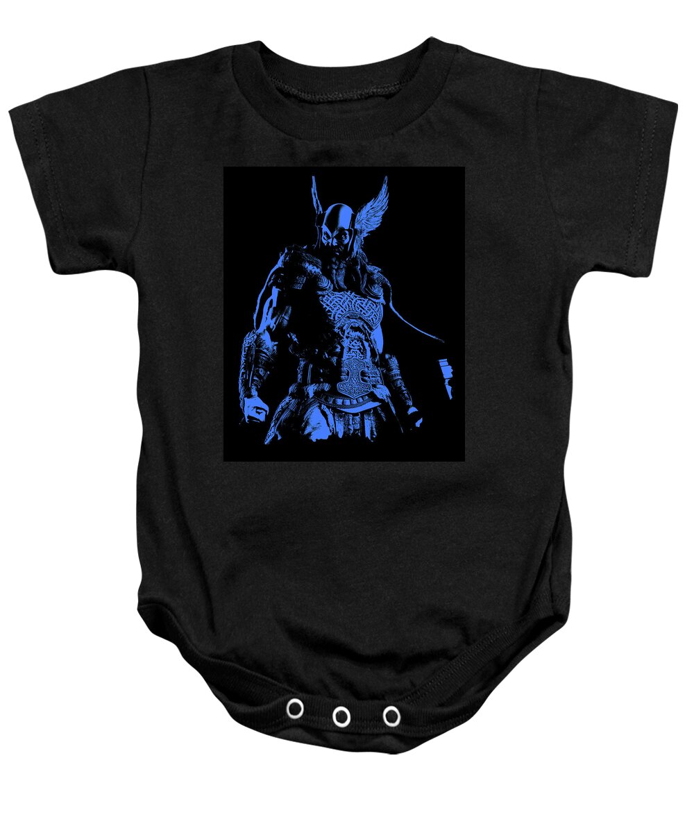 Nordic Warrior Baby Onesie featuring the painting Nordic Warrior by AM FineArtPrints