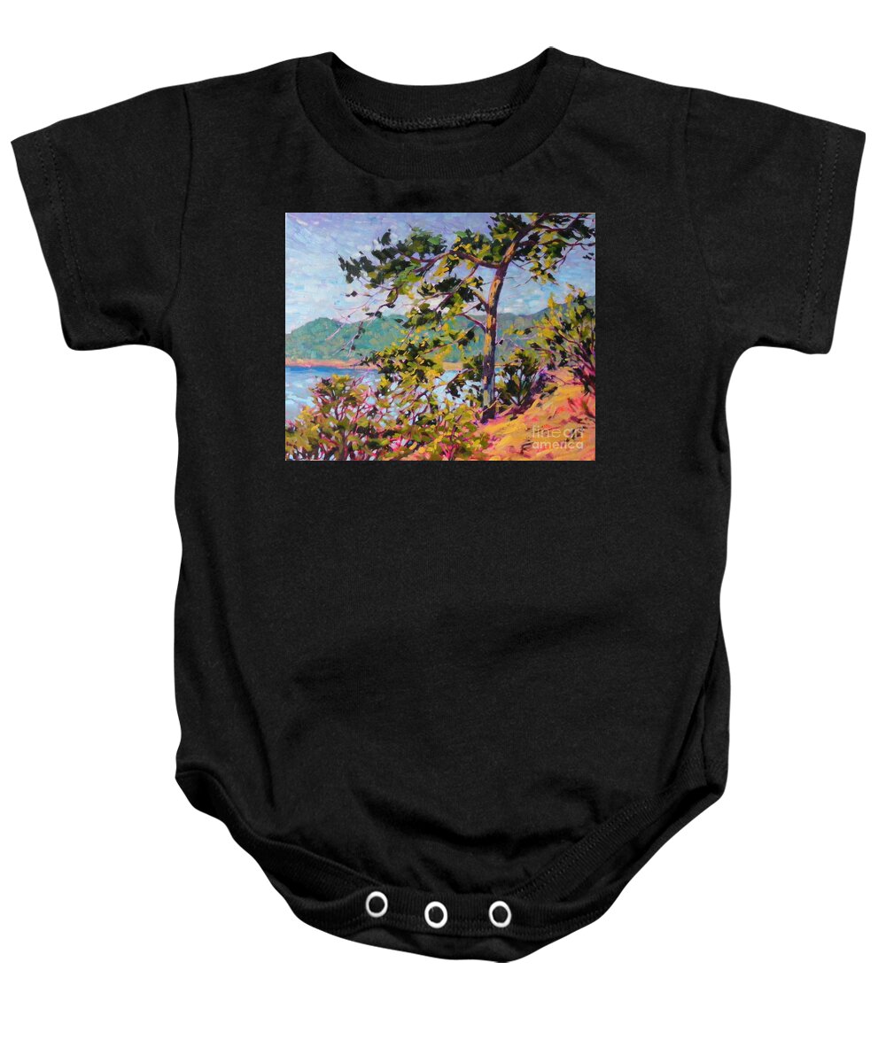 Pine Trees Baby Onesie featuring the painting North view by Celine K Yong