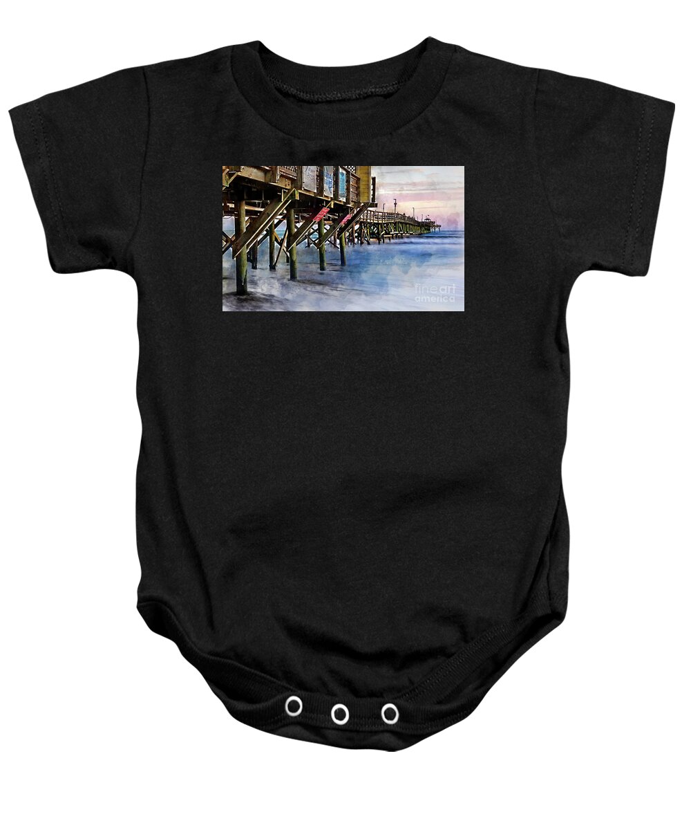 Sunset Baby Onesie featuring the digital art November Sunset Watercolor by David Smith