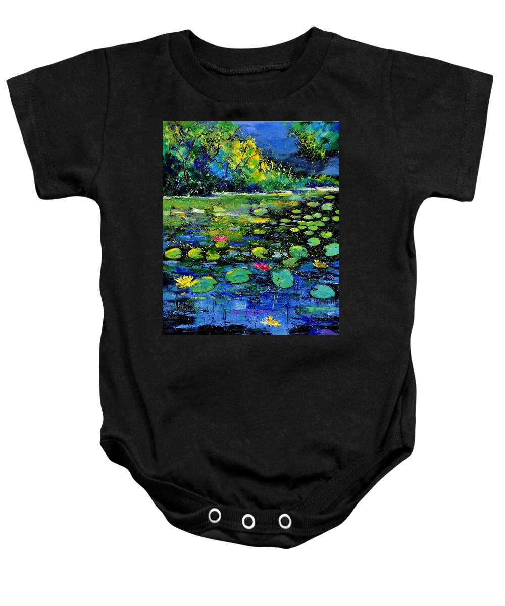Nympheas Baby Onesie featuring the painting Nympheas by Pol Ledent